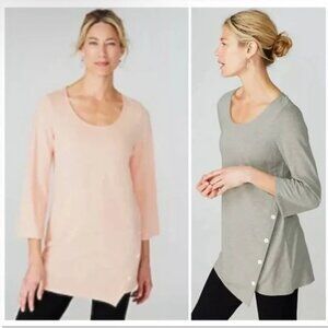 J. Jill Pure Jill Light Pink Asymmetrical Button Tunic Size S, Cotton Blend Tee